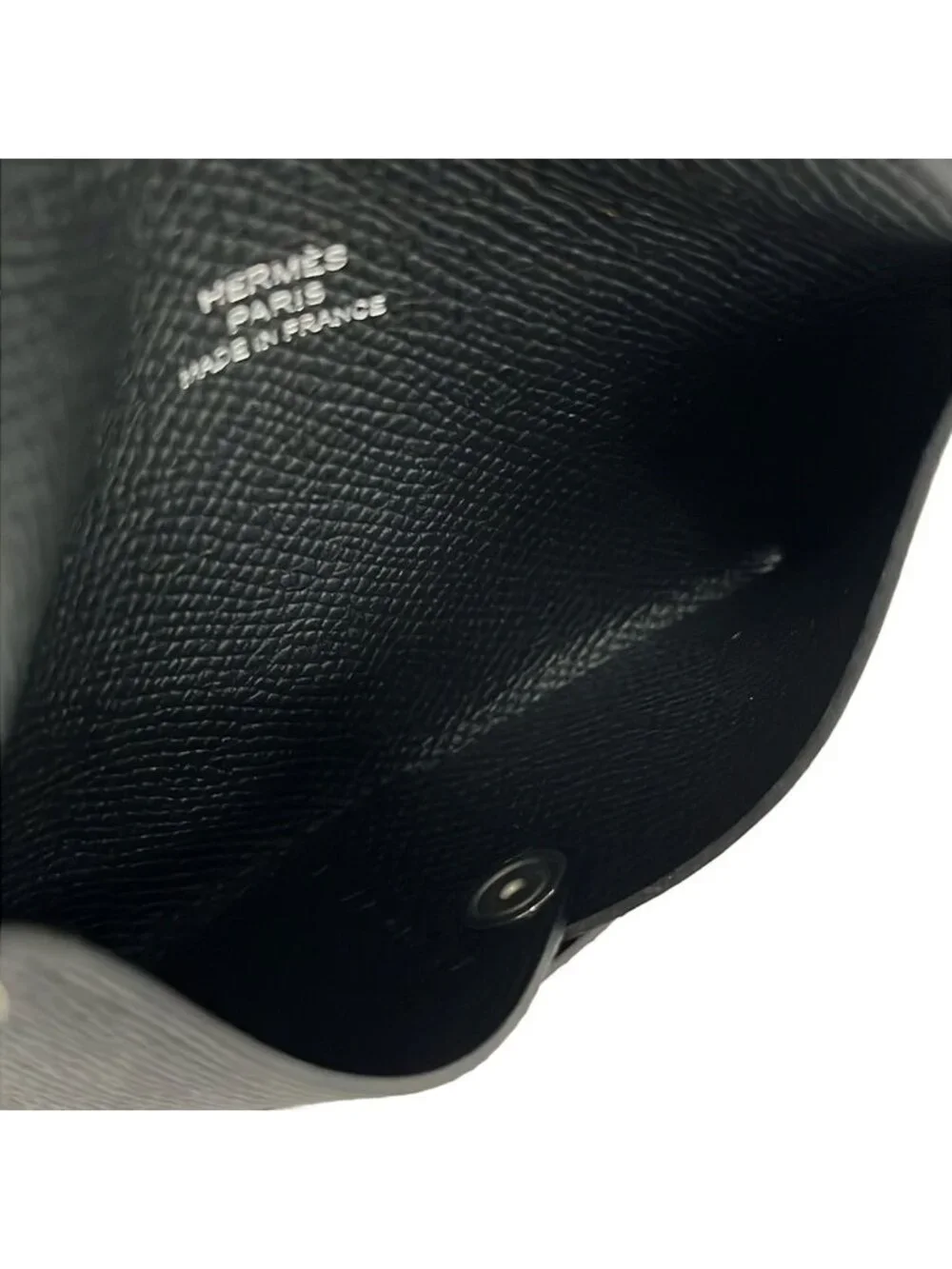 Hermes Card Case As Calvi Black Silver
